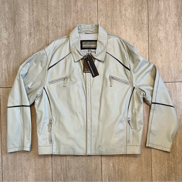 Bod & Christensen XXXL/3XL Grey Leather Burnish Jacket - Picture 3 of 16
